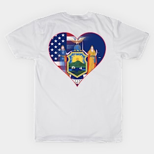 New York and American Flag Fusion Design T-Shirt